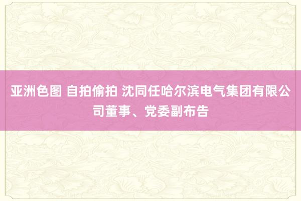 亚洲色图 自拍偷拍 沈同任哈尔滨电气集团有限公司董事、党委副布告