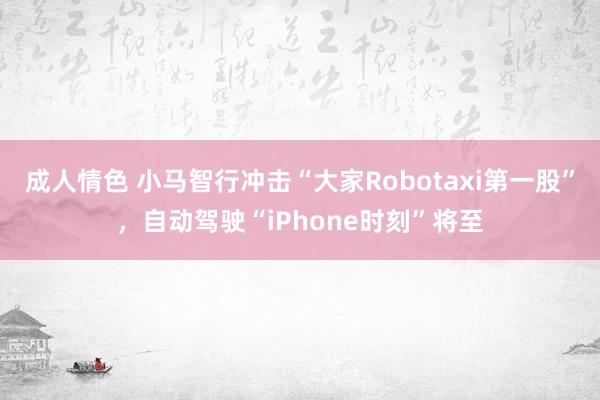 成人情色 小马智行冲击“大家Robotaxi第一股”，自动驾驶“iPhone时刻”将至