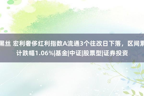 黑丝 宏利奢侈红利指数A流通3个往改日下落，区间累计跌幅1.06%|基金|中证|股票型|证券投资