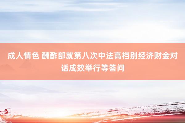 成人情色 酬酢部就第八次中法高档别经济财金对话成效举行等答问